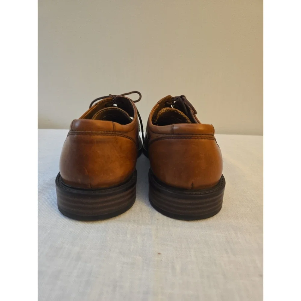 Johnston & Murphy Men's Lace Up Oxford Brown/Tan Plain Toe Shoe Size 10.5 M